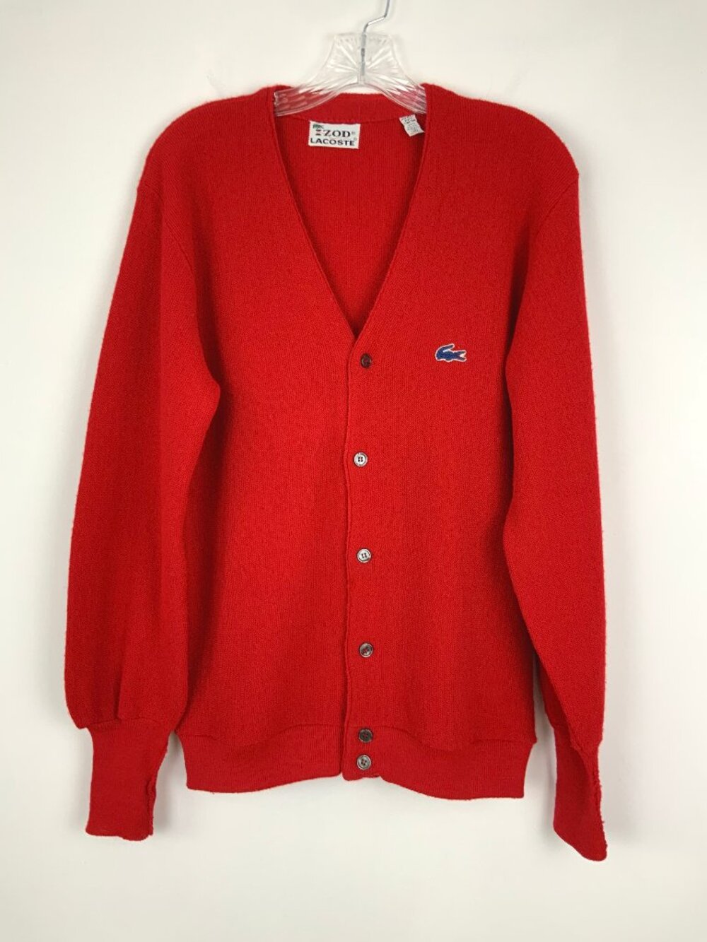 Vintage Izod Lacoste Red Cardigan Sweater Men's Orlon Acrylic Sz M